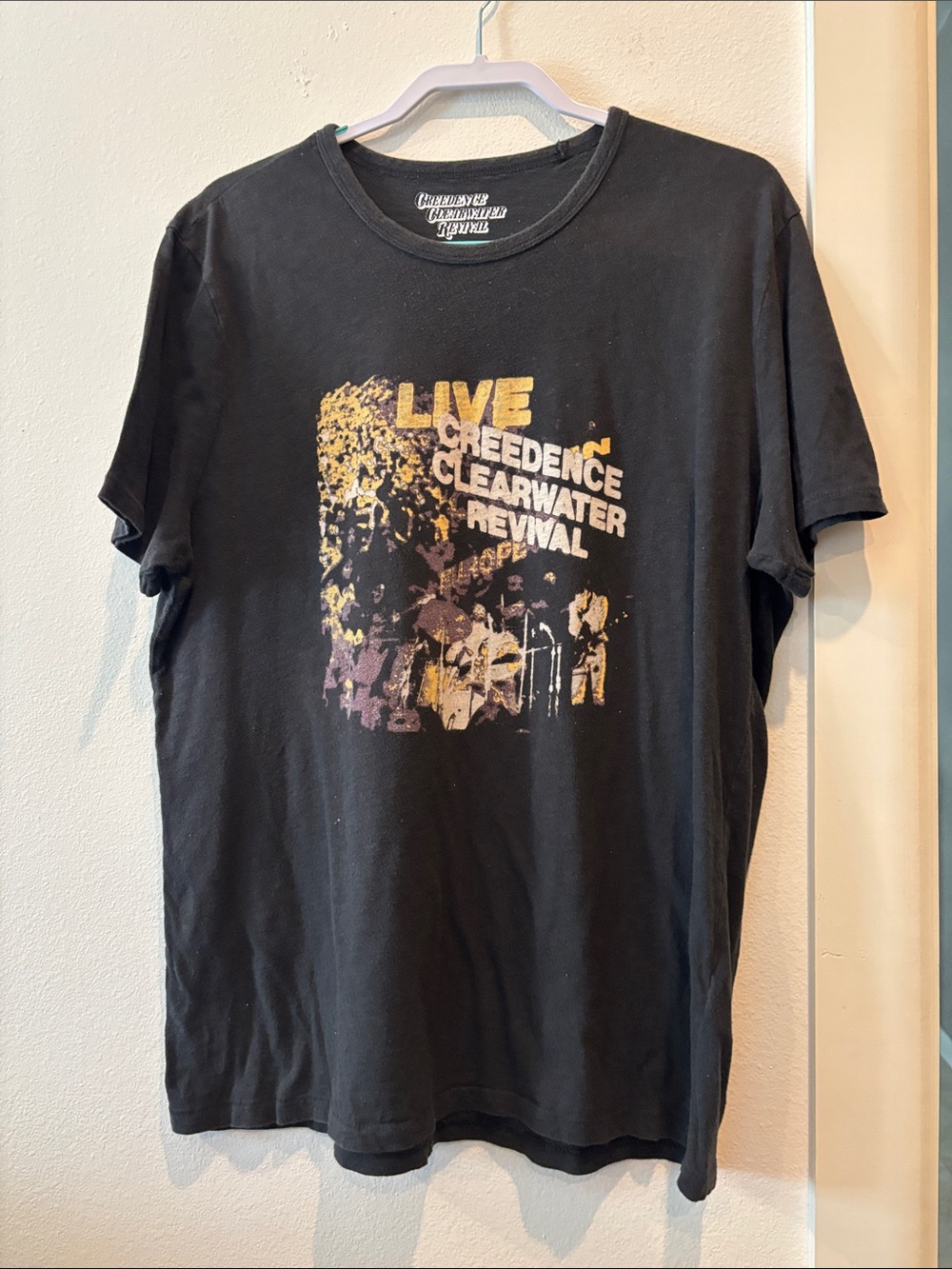 Lucky Brand Creedence Clearwater Revival Live Graphic Tee - Black Crewneck XL